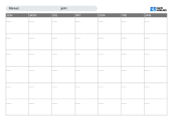 Monatskalender im Querformat zum handschriftlichen Eintragen mit frei wählbarem Sonntag- oder Montagstart sowie 5- oder 6-Wochen-Layout für Termine und Notizen
