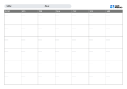 Calendário mensal em formato paisagem para preencher à mão com opções de início no domingo ou segunda-feira, layouts de 5 ou 6 semanas e espaço para anotações
