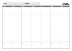 Calendrier mensuel paysage à compléter à la main avec choix du début dimanche ou lundi, grille de 5 ou 6 semaines et espace pour notes et planning
