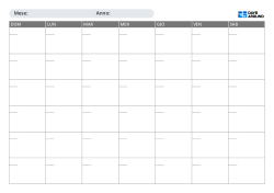 Calendario mensile orizzontale da compilare a mano con scelta tra inizio domenica o lunedì, layout da 5 o 6 settimane e spazio per note e pianificazione