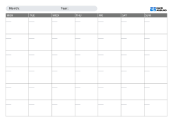 Write-in landscape monthly calendar template for printing with Sunday or Monday start options, flexible 5-week or 6-week layouts, and spacious areas for schedules and notes