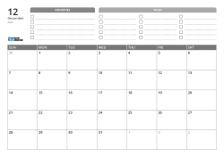 At the top are priorities and a TO-DO list. At the bottom is a 7 × 5 monthly calendar – monthly calendar template (Horizontal).