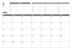 At the top are priorities and a TO-DO list. At the bottom is a 7 × 5 monthly calendar – monthly calendar template (Horizontal).