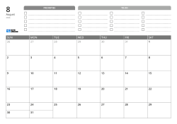 At the top are priorities and a TO-DO list. At the bottom is a 7 × 5 monthly calendar – monthly calendar template (Horizontal).