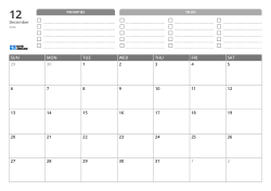 At the top are priorities and a TO-DO list. At the bottom is a 7 × 5 monthly calendar – monthly calendar template (Horizontal).