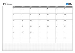 Landscape monthly calendar template with Sunday-start 6-week calendar, left memo area and bottom grid note section