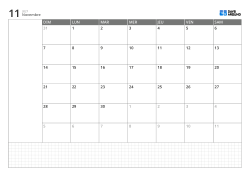 Modèle de calendrier mensuel paysage avec calendrier sur 6 semaines commençant le dimanche, espace de notes à gauche et grille en bas