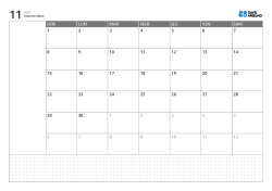Modèle de calendrier mensuel paysage avec calendrier sur 6 semaines commençant le dimanche, espace de notes à gauche et grille en bas