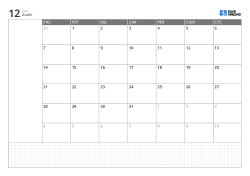 Yatay aylık takvim şablonu, pazar başlangıçlı 6 haftalık takvim, solda not alanı ve altta grid not bölümü
