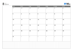 Yatay aylık takvim şablonu, pazar başlangıçlı 6 haftalık takvim, solda not alanı ve altta grid not bölümü