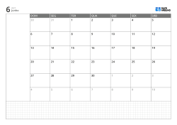 Modelo de calendário mensal em paisagem com calendário de 6 semanas iniciando no domingo, área de notas à esquerda e grade inferior