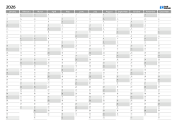 Annual calendar template with all 12 months in a table layout(Landscape)